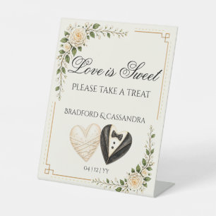 Love Is Sweet Personalised Wedding Shower Treat Pedestal Sign