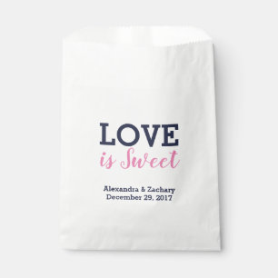 Love is Sweet Pink Navy Blue Wedding Candy Favour Bag