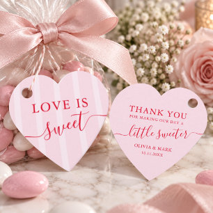 Love is Sweet Pink Stripes Wedding Favour Tags