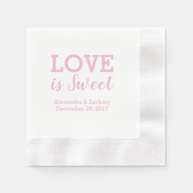 Love Is Sweet Pink Wedding Engagement Shower Party Napkin (Front)