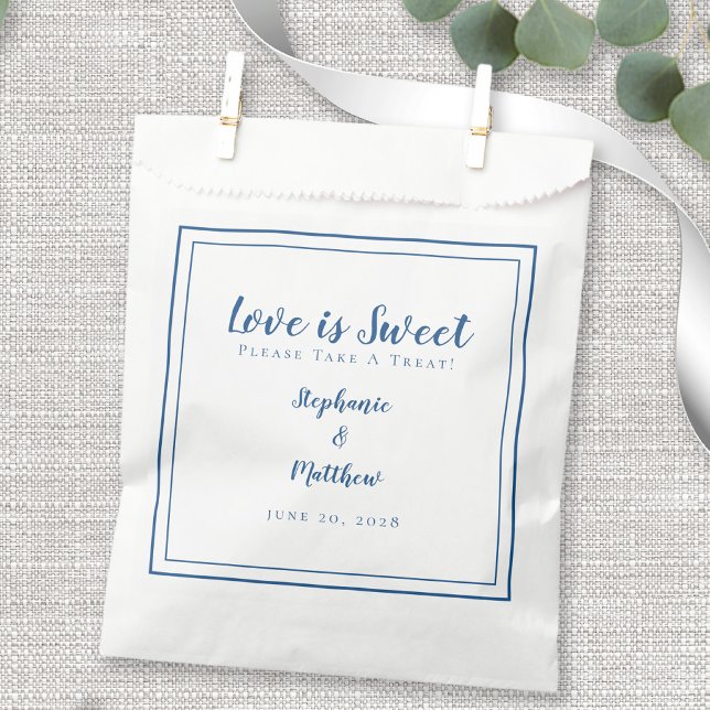 Love Is Sweet Please Take A Treat Blue Wedding Favour Bag (Creator Uploaded)