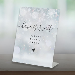 Love Is Sweet Please Take A Treat Favour Winter Pedestal Sign