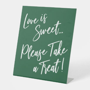 Love is Sweet Please Take a Treat! Leaf Green Pedestal Sign