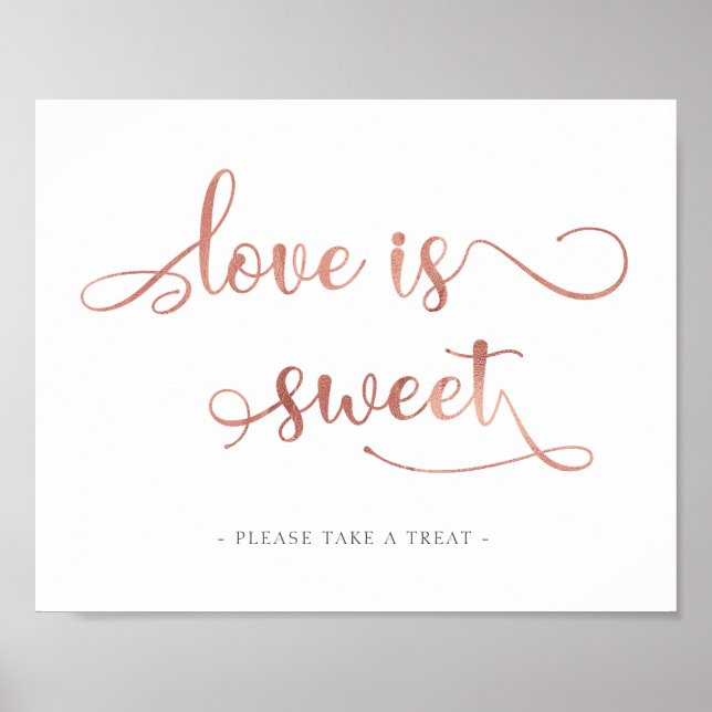 Love is sweet rose gold dessert table Wedding Sign (Front)