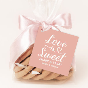 Love is Sweet Rose Gold Heart Script Monogram Favour Tags