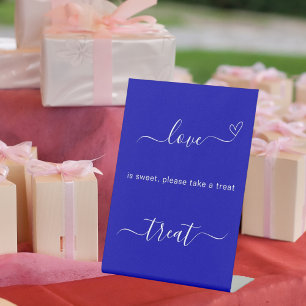 Love is sweet royal blue wedding treat sign