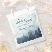 Love is Sweet Rustic Blue Pine Trees Wedding