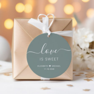 Love Is Sweet Sage Green Wedding Favour Tags