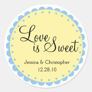 Love is Sweet - Scalloped Edge - Personlize Classic Round Sticker