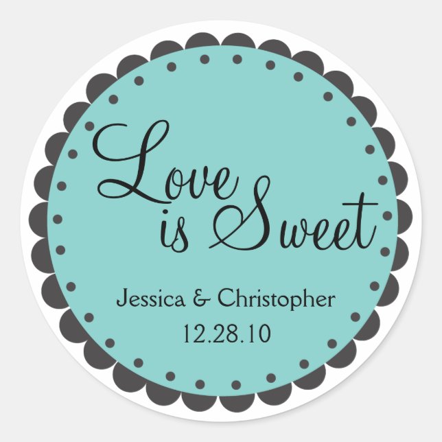Love is Sweet - Scalloped Edge - Personlize Classic Round Sticker (Front)