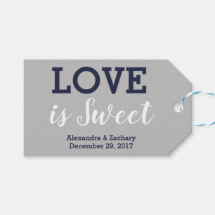 Love is Sweet Silver Navy Blue Wedding Candy Favou Gift Tags