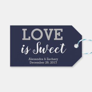 Love is Sweet Silver Navy Blue Wedding Candy Favou Gift Tags