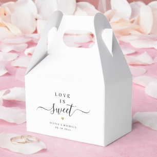 Love is sweet simple elegant script wedding favour box
