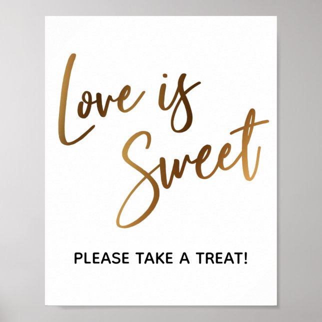 Love is Sweet Simple Gold Typography Sign (Front)