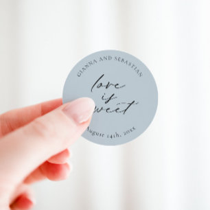 Love Is Sweet Sticker, Personalised Party Favour Classic Round Sticker