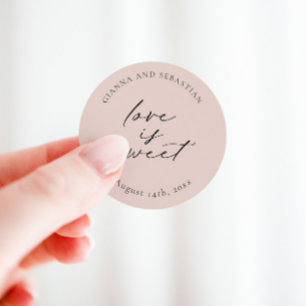 Love Is Sweet Sticker, Personalized Party Favor Classic Round Sticker