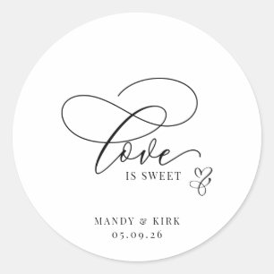 Love Is Sweet Sticker   Wedding Favor & Treat Bag 