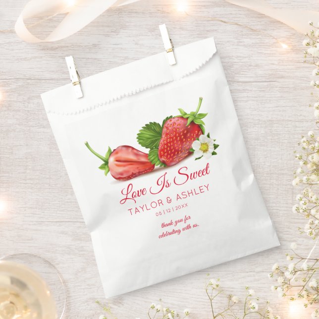 Love is Sweet Strawberry Fruit  Favour Bag (Clipped)
