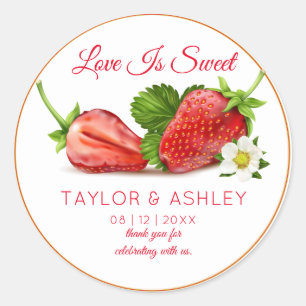 Love Is Sweet Strawberry Fruit   Wedding Classic Round Sticker