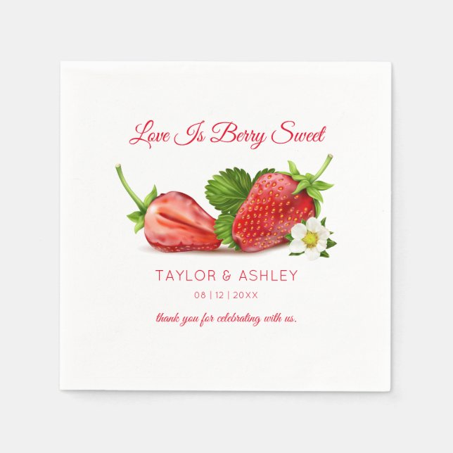 Love is Sweet Strawberry Fruit | Wedding Napkin (Front)