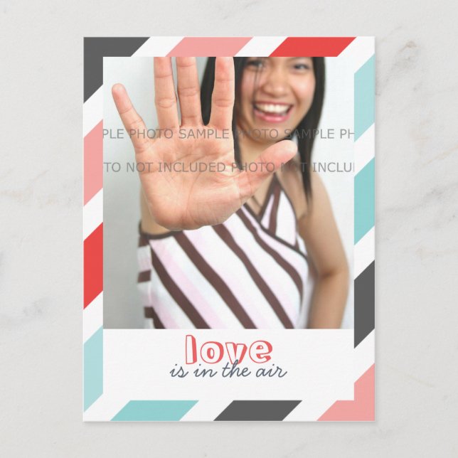 Love is... Sweet Stripes Border Photo Postcards (Front)