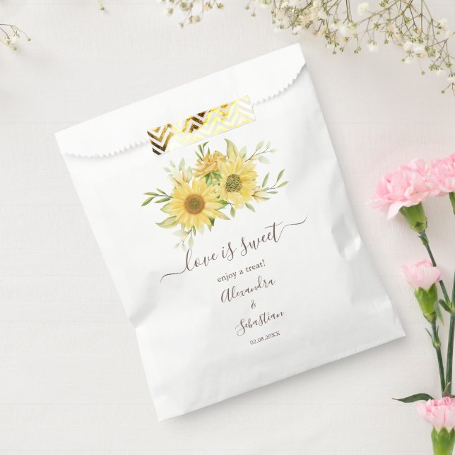 Love is Sweet Sunflower Wedding Sweet Treat  Favour Bag (Sealed)