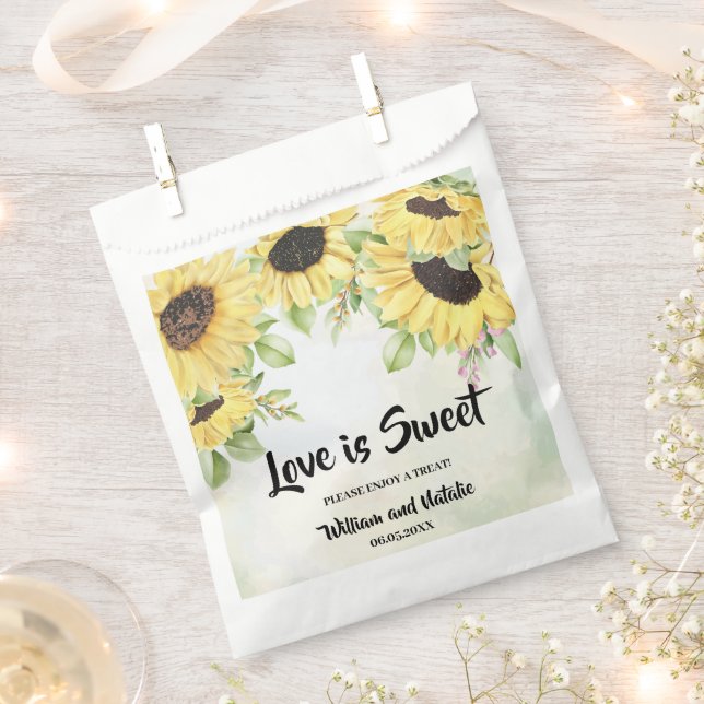 Love is Sweet Sunflowers Wedding Treat Favour Bag (Clipped)