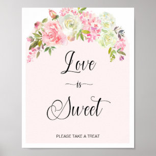 Love is Sweet Take a Treat Blush & Cream Sign. Poster