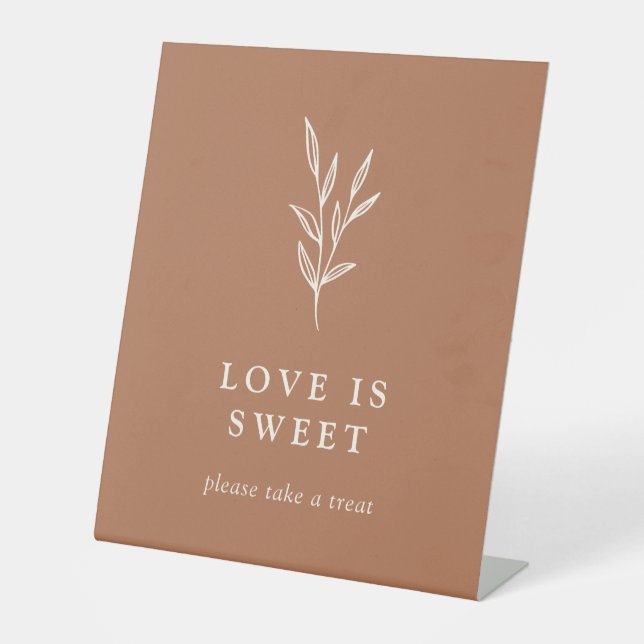 Love is Sweet Take a Treat Burnt Orange Wedding Pe Pedestal Sign (Front)