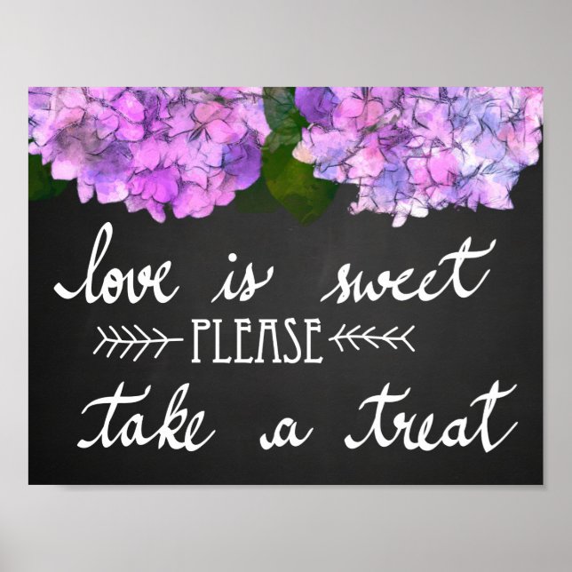 Love Is Sweet Take A Treat Chalkboard Wedding Poster (Front)
