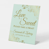Love is Sweet Take a Treat Fancy Mint Green & Gold