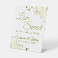 Love is Sweet Take a Treat Gold Lace on White