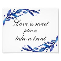 Love is sweet take a treat poster. Blue wedding