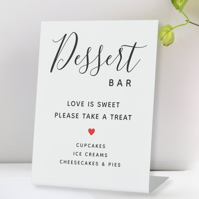 Love Is Sweet – Take a Treat Wedding Dessert Pedestal Sign (Love Is Sweet Take a Treat Wedding Dessert White Pedestal Sign For A Sweets, Donut, or Treats Bar)