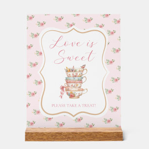 Love is Sweet Tea Party Bridal Shower Favour Acrylic Sign