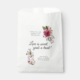 Love Is Sweet Treat Burgundy Floral Bridal Shower Favour Bag