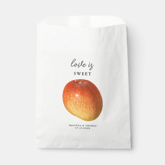 Love is Sweet Tropical Mango Fruit Wedding  Favour Bag (Front)