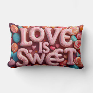 Love Is Sweet Valentine Wedding Typography Lumbar Cushion