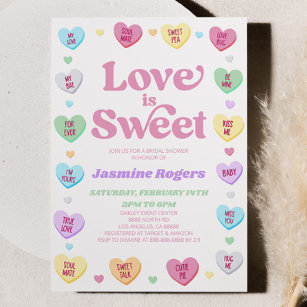 Love Is Sweet Valentine's Day Candy Bridal Shower Invitation