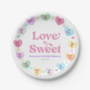 Love Is Sweet Valentine's Day Candy Bridal Shower Paper Plate
