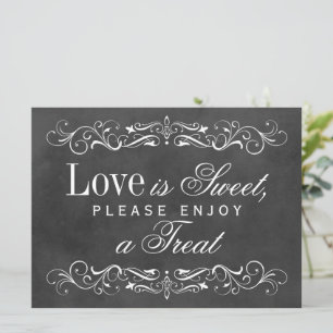 Love is Sweet Vintage Black Chalkboard Flourish Invitation
