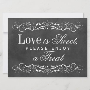 Love is Sweet Vintage Black Chalkboard Flourish Invitation