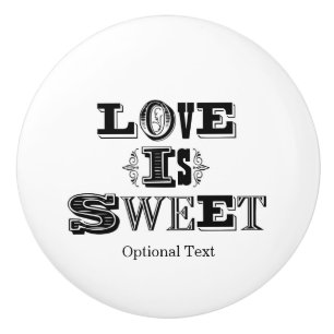 Love is Sweet Vintage Black White Bedroom Dresser Ceramic Knob