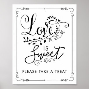Love is Sweet Vintage Botanical Wedding Favour Sig Poster