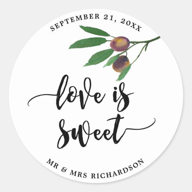 love is sweet wedding bridal favour sticker (Front)