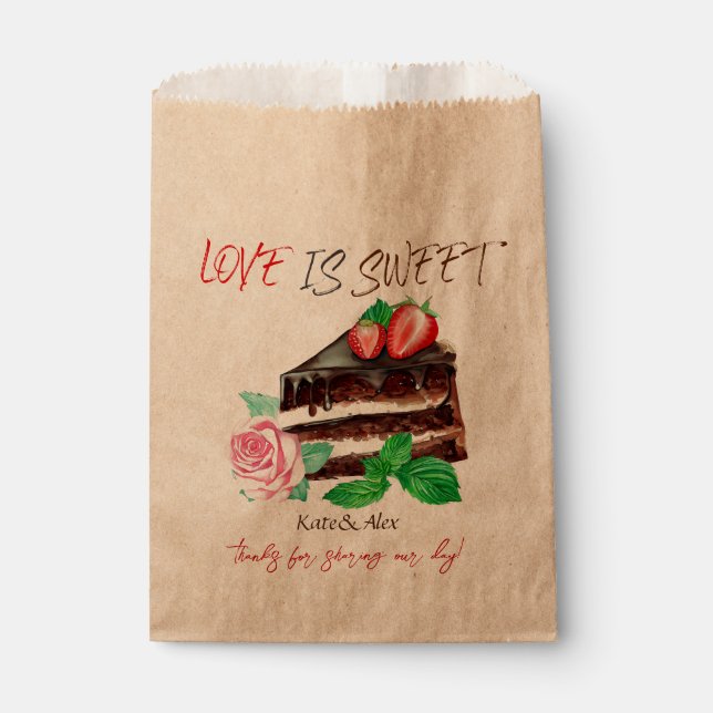 Love is Sweet, Wedding Cake Favour Bag (Front)