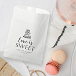 Love is Sweet | Wedding Cake Favour Bag<br><div class="desc">Treat your wedding guests to some sweets packed in these personalised favour bags. Design features a vintage style wedding cake illustration with "love is sweet" in calligraphy script and block typography. Customise these whimsical yet elegant black and white favour bags with your names and wedding date.</div>