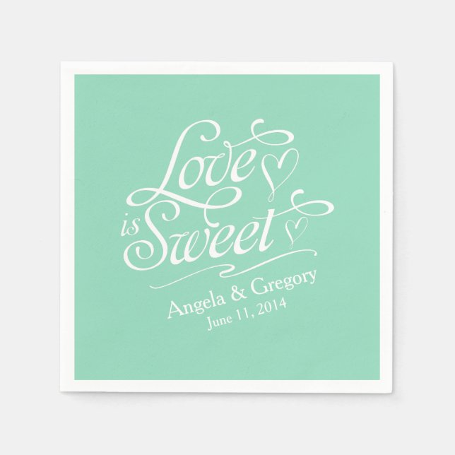 Love is Sweet Wedding | Candy Buffet Mint Green Napkin (Front)