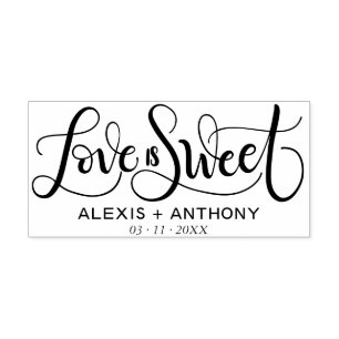 Love is sweet - wedding favor stamp personalized