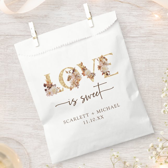 Love Is Sweet Wedding Favour Bag (Love Is Sweet Autumn Floral White Wedding Favor Bag by Painted Paperie
)